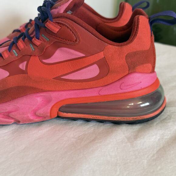 Nike Air Max 270 React Mystic Red Pink Women's Size 8.5 Athletic Sneakers - Picture 7 of 14